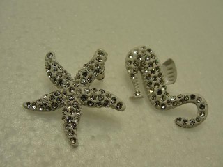 Jabberjewelry.com Large Starfish & Seahorse CZ Crystal Earrings