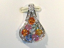 Jabberjewelry.com Multi Color Sapphires & Diamond White Gold Pendant