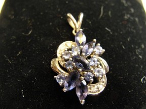Jabberjewelry.com Tanzanite Iolite & Diamond White Gold Pendant