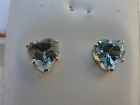 Jabberjewelry.com Blue Topaz Heart Cut Silver Earrings
