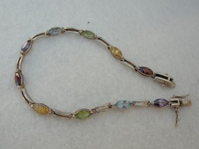 Jabberjewelry.com Vintage Silver Multi Color Gemstone Bracelet