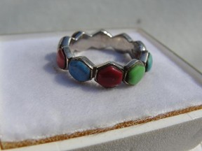 Jabberjewelry.com Multi Color Gemstone Silver Eternity Ring