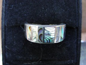 Jabberjewelry.com Silver Inlaid Abalone Shell Band Ring