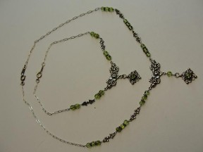 Jabberjewelry.com Vintage Peridot Silver Necklace Ankle Bracelet Set
