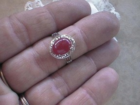 Jabberjewelry.com Red Jade White Gold Ring