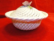 Vintage White Basket Trinket Box