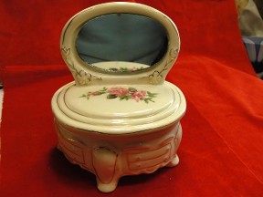 Vintage Oval Mirror Dresser Trinket Box
