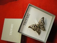 Jabberjewelry.com Vintage Trifari Butterfly Gemstone Pin & Box