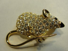 Jabberjewelry.com Gold Tone Rhinestone Mouse Pin