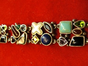 Jabberjewelry Vintage Multi Gemstone Silver Bracelet
