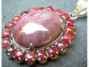 Jabberjewelry Vintage Large Ruby Agate Silver Pendant